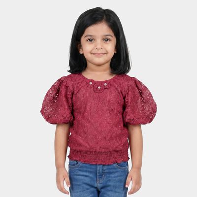 Girls Pink Round Neck Regular T-Shirt