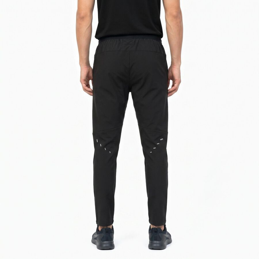 Men's Black Slim Fit Zipper Pocket Track Pants, काला, large