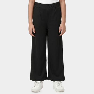 Girls Black Relaxed Fit Ribbed Palazzo Pyjama