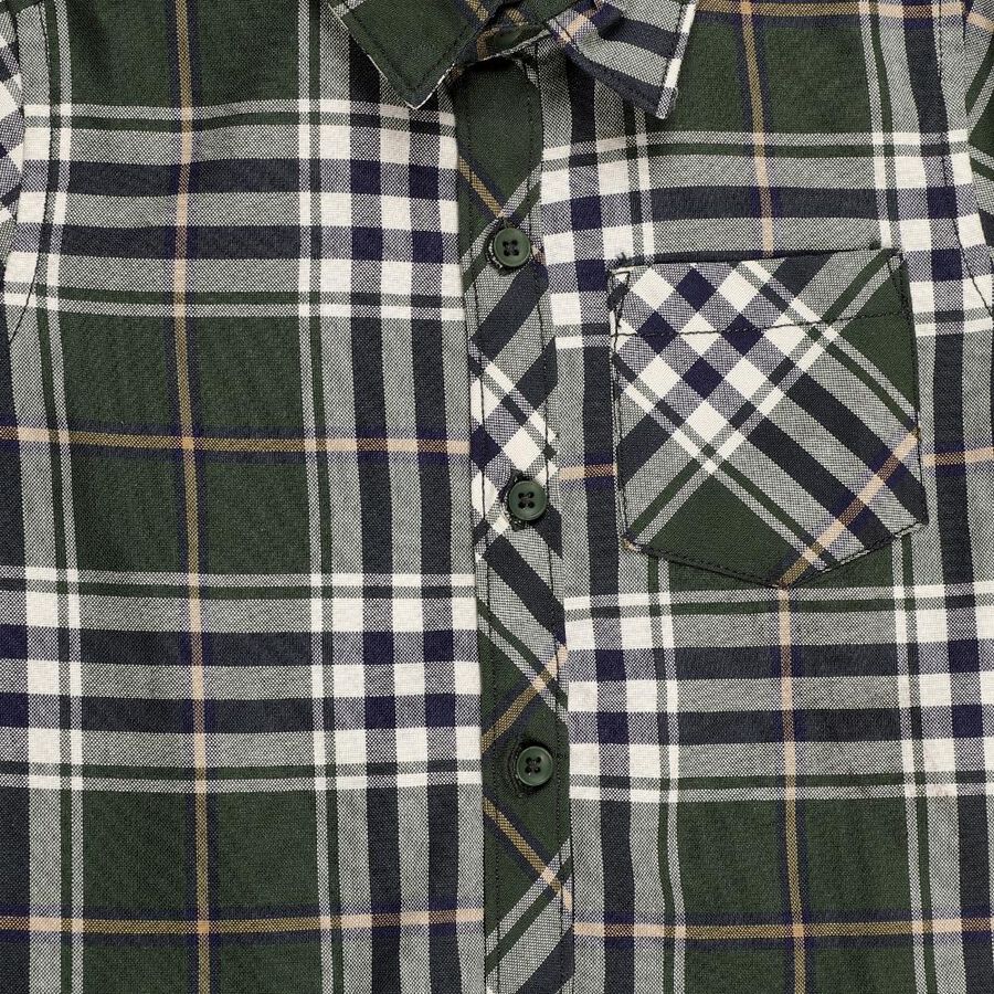 Boys' Dark Forest Green Cotton Full Sleeve Classic Collar Casual Shirt, Dark Green, large image number null