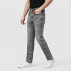 Men's Grey Slim Fit Faded Jeans, Dark Grey, small