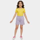 Girls' Purple Printed Elastic Waist Shorts, Lilac, small