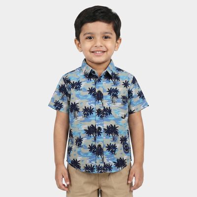 Boys Light Blue Cotton Regular Fit Casual Shirt