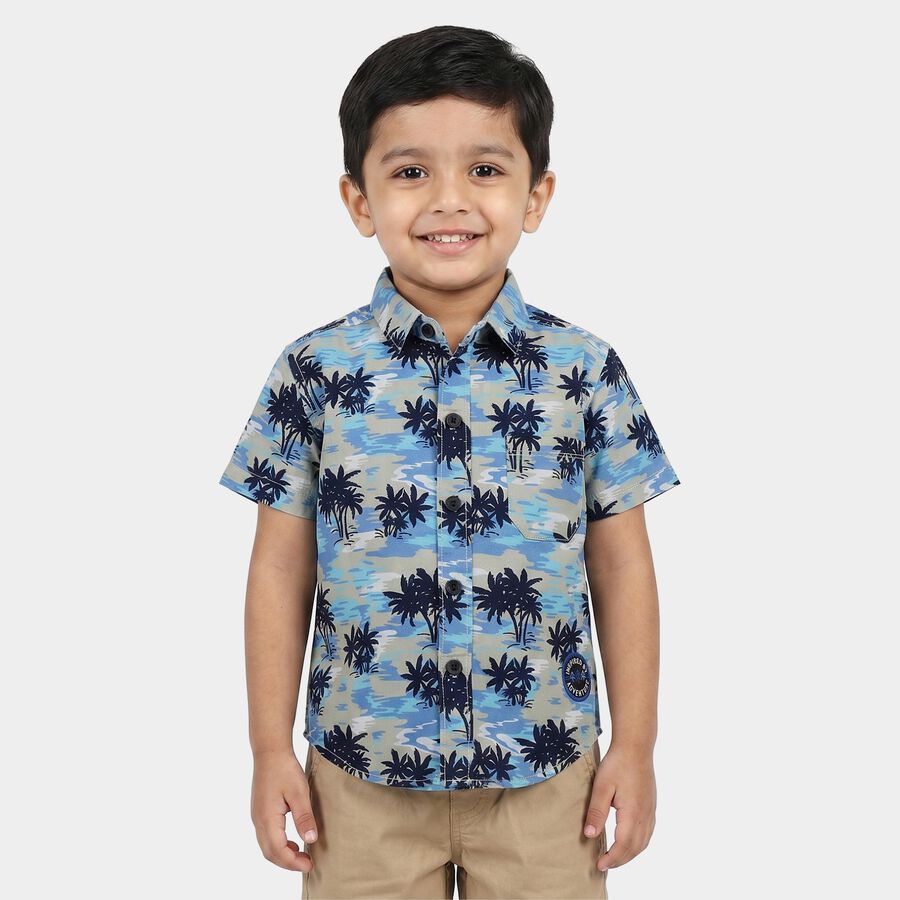 Boys Light Blue Cotton Regular Fit Casual Shirt, हल्का नीला, large