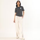 Women's Jet Black Cotton Round Neck Casual T-Shirt, Black, small