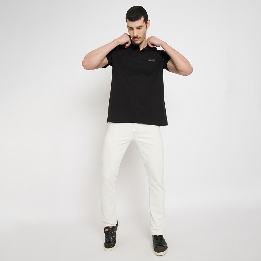 Men's Collared Half Sleeves T-Shirt , Black, large image number null