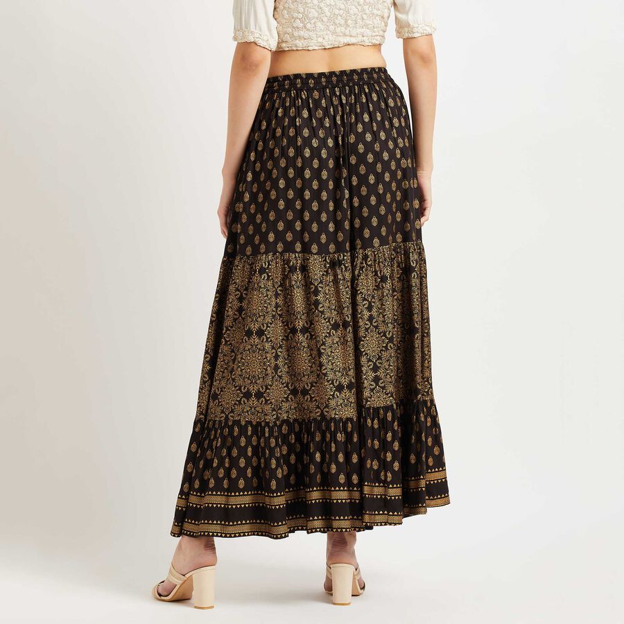 Flared Lehenga Skirt, Black, large image number null