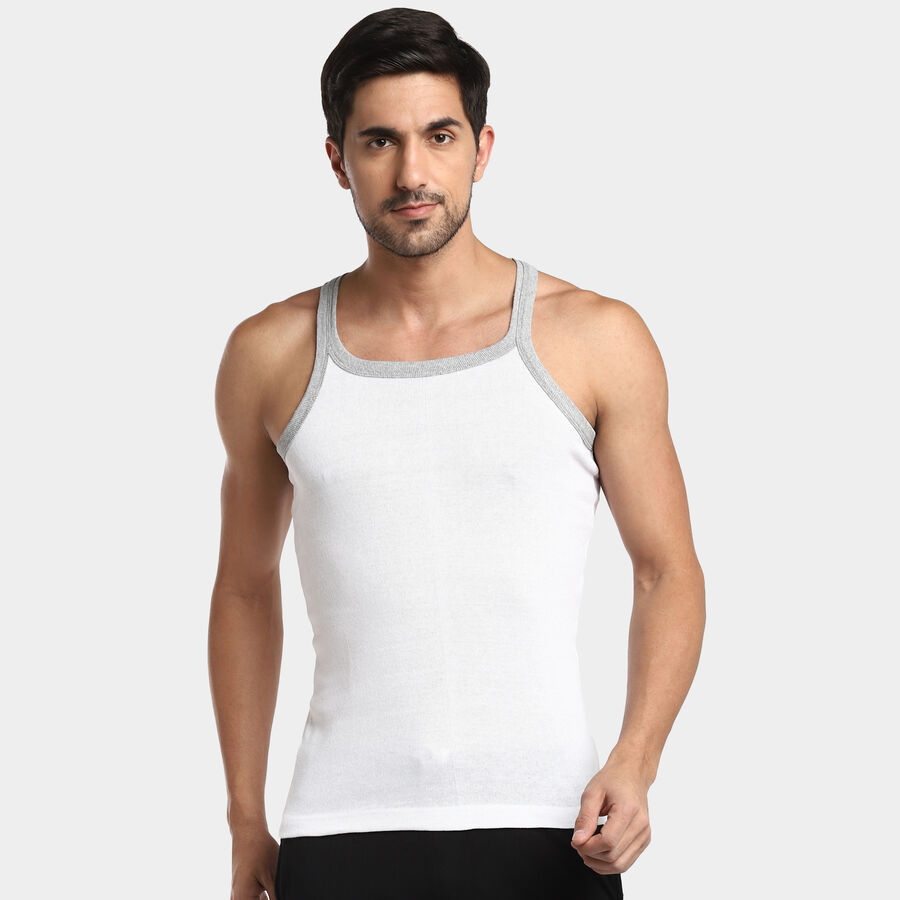 Racer Back Sleeveless Gym T-Shirt, White, large image number null