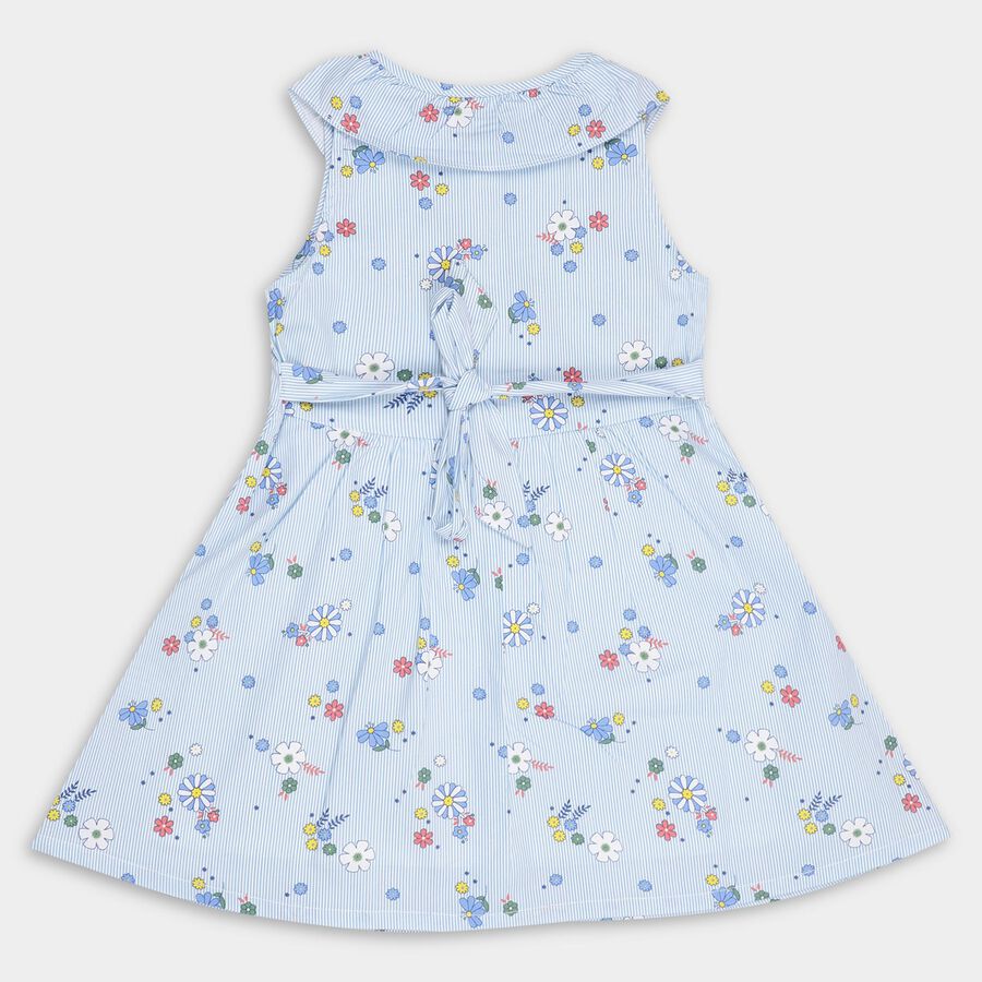 Girls' 100% Cotton Frock, हल्का नीला, large image number null
