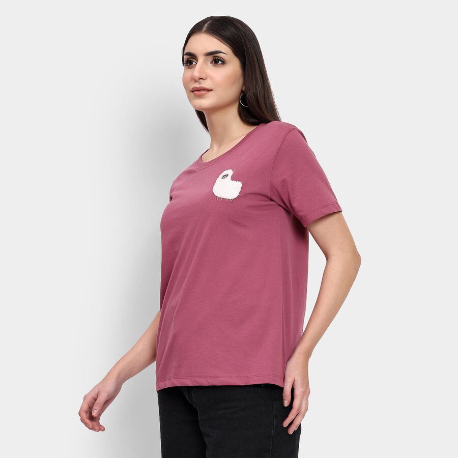 Ladies' Round Neck T-Shirt , गुलाबी, large image number null