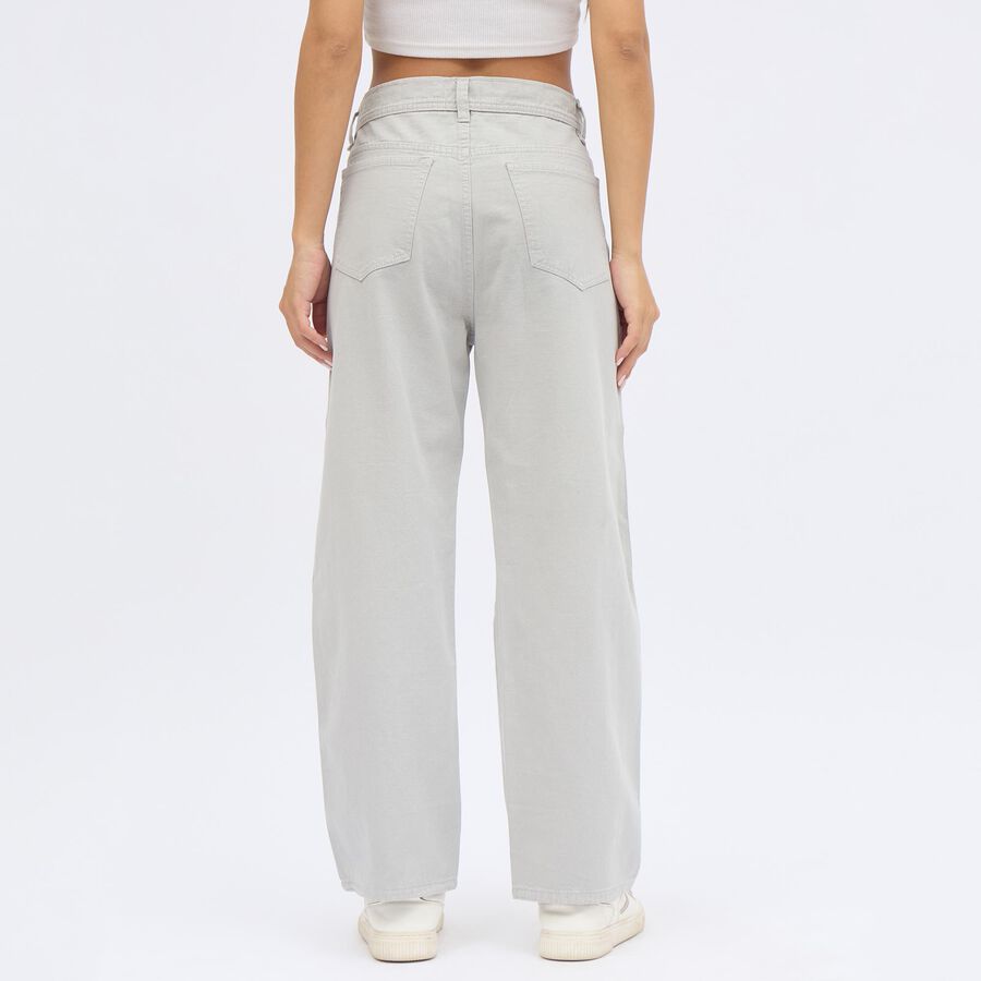Ladies' Light Gray Regular Fit High Rise Trousers, Light Grey, large image number null