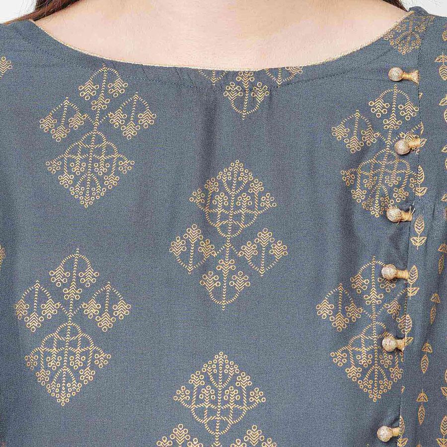 3/4Th Sleeves Straight Kurta, Dark Grey, large image number null