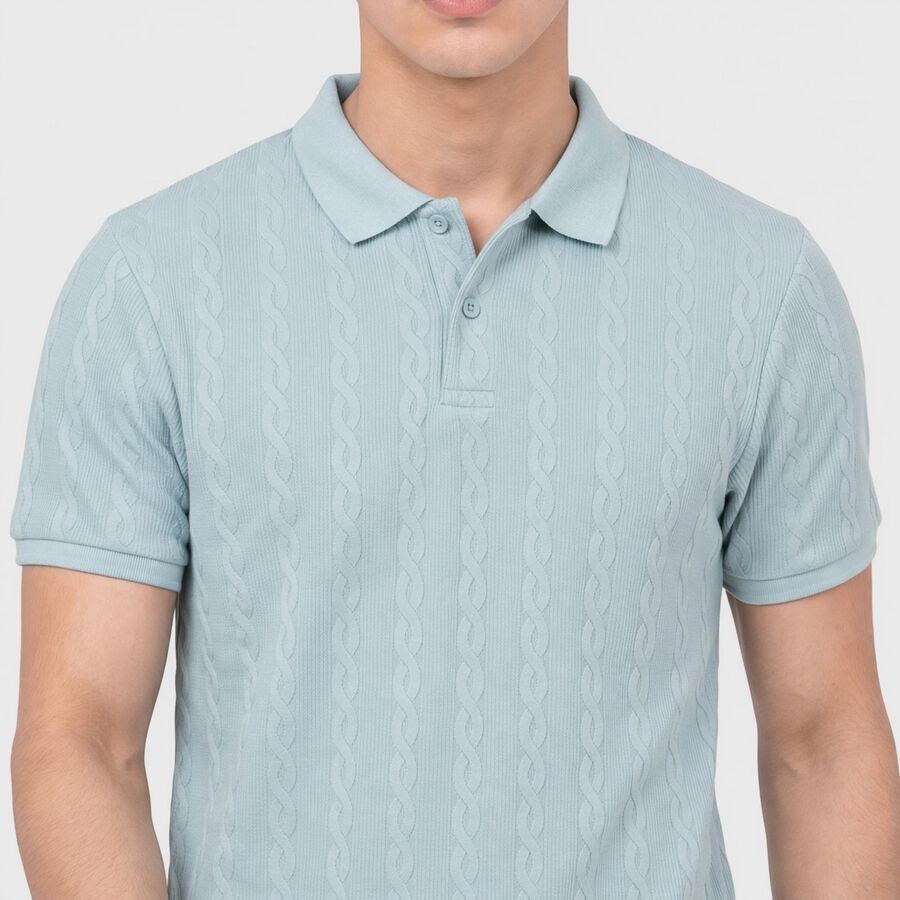 Men's Light Blue Polo Neck Polo T-Shirt, Light Blue, large