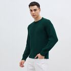 Men's Deep Forest Green Crew Neck Classic Pullover, Dark Green, small image number null