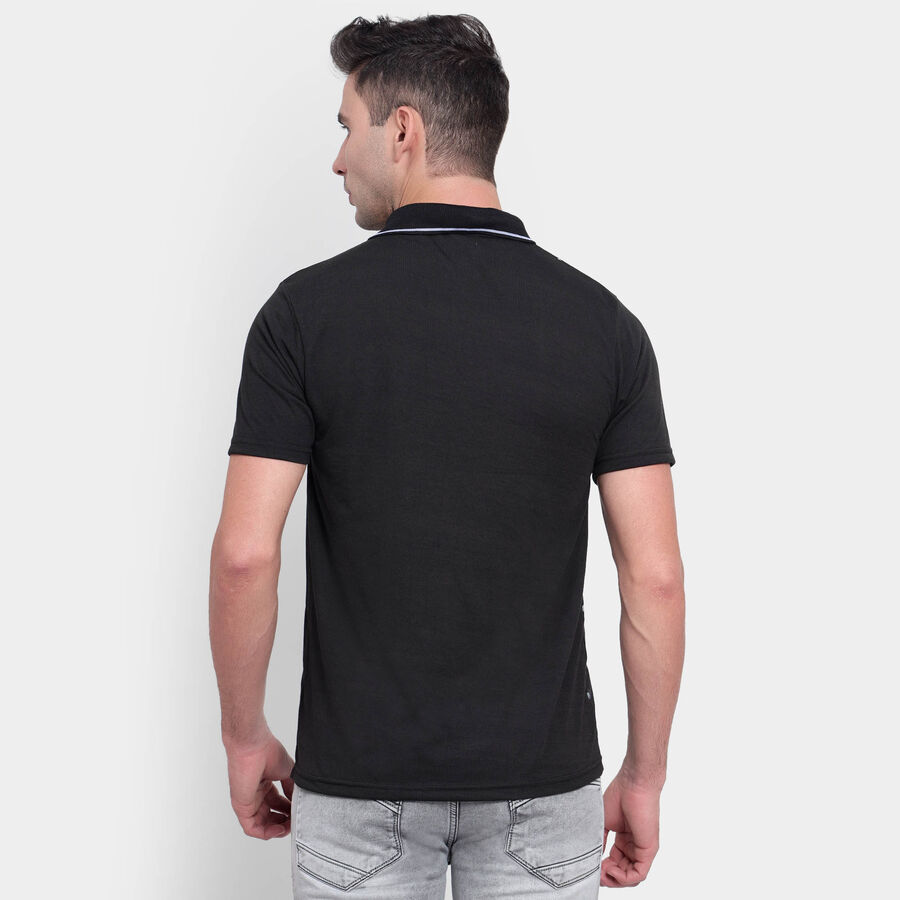 Printed Polo Shirt, Black, large image number null