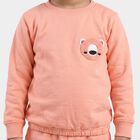 Girls Peach Round Neck Lounge Hipster Set, पीच, small