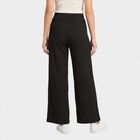 Ladies' Black Wide Leg Textured Track Pants, Black, small