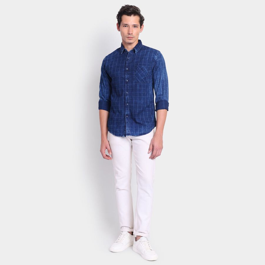 Men's 100% Cotton Casual Shirt, नेवी ब्लू, large image number null
