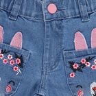 Girls' Light Blue Straight Fit Bunny Embroidered Jeans, हल्का नीला, small image number null