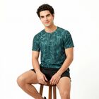 Men's Dark Green Round Neck Raglan Drifit T-Shirt, गहरा हरा, small