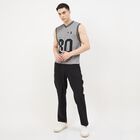 Men's Grey Round Neck Printed Athleisure T-Shirt, Dark Grey, small
