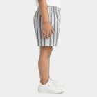 Girls Light Blue Regular Fit Striped Pull-On Shorts, हल्का नीला, small