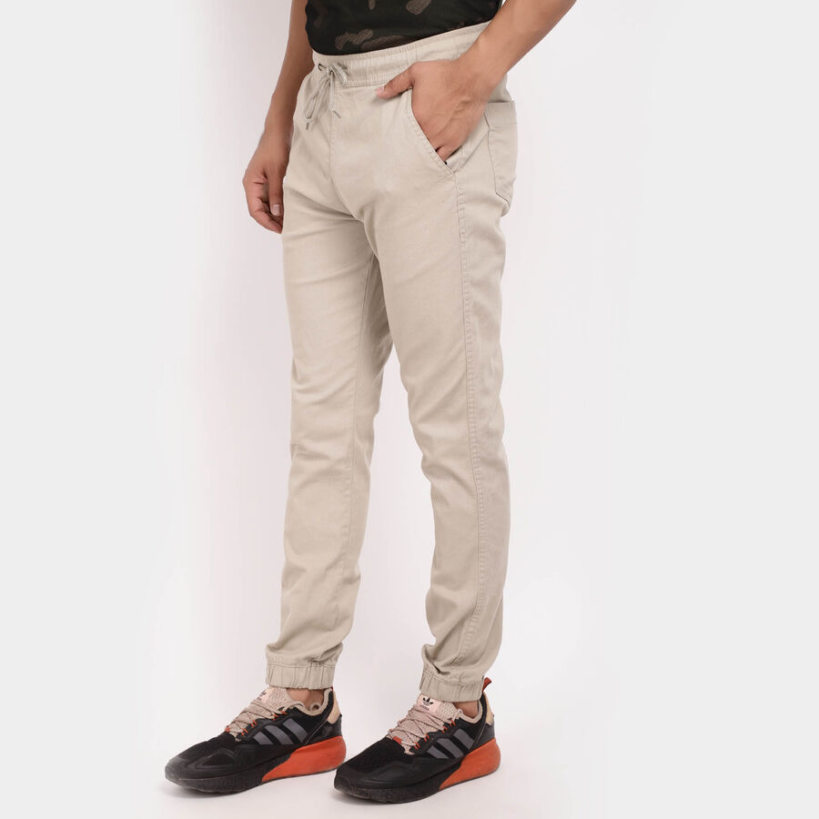 Solid Casual Trousers, Beige, large image number null