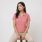 Women's Pink Polo Neck Polo T-Shirt, Pink, small
