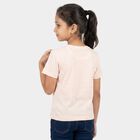 Girls Pink Round Neck Regular T-Shirt, हल्का गुलाबी, small