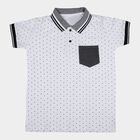 Boys White Cotton Round Neck Casual Half Sleeve T-Shirt, White, small