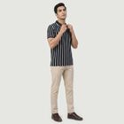 Men's Navy Blue Polo Neck Casual T-Shirt, नेवी ब्लू, small