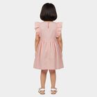 Girls' Peach Cotton Embroidered Ruffle Sleeve Frock, पीच, small