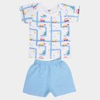 Infants Cotton Printed Baba Suit, Dark Blue, small image number null