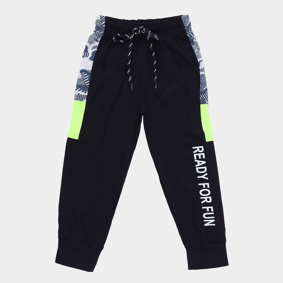 Boys' Navy Regular-fit Typography Printed Pyjama, Navy Blue, large