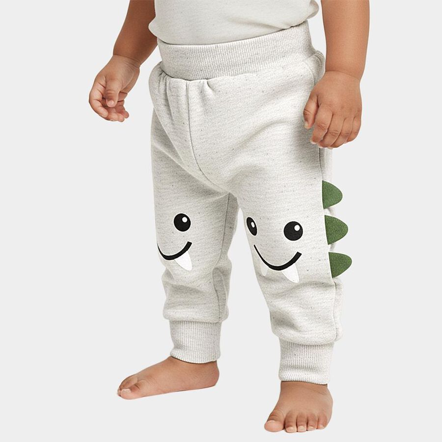 Infants Light Heather Grey Monster Print Cotton Blend Pyjama, Melange Light Grey, large image number null