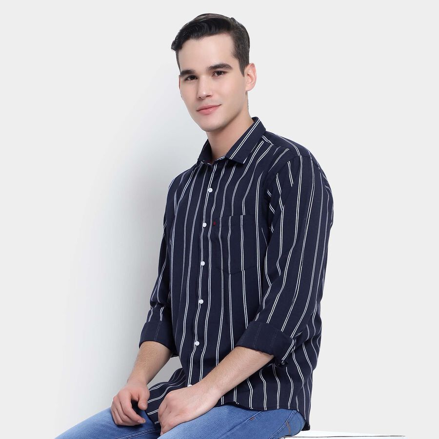 Stripes Casual Shirt, Navy Blue, large image number null