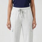 Women's Grey Regular Fit Track Pants, Ecru Melange, small