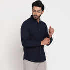 Cotton Solid Casual Shirt, Navy Blue, small image number null