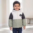 Boys' White Hooded Puffer Jacket, White, small