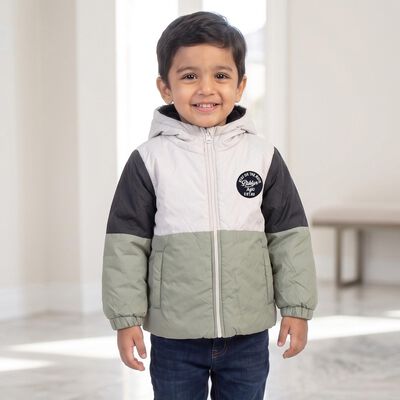 Boys' White Hooded Puffer Jacket