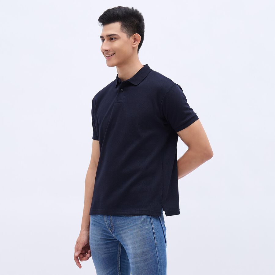 Men's Deep Midnight Navy Blue Polo Neck Polo Tee Shirt, नेवी ब्लू, large image number null