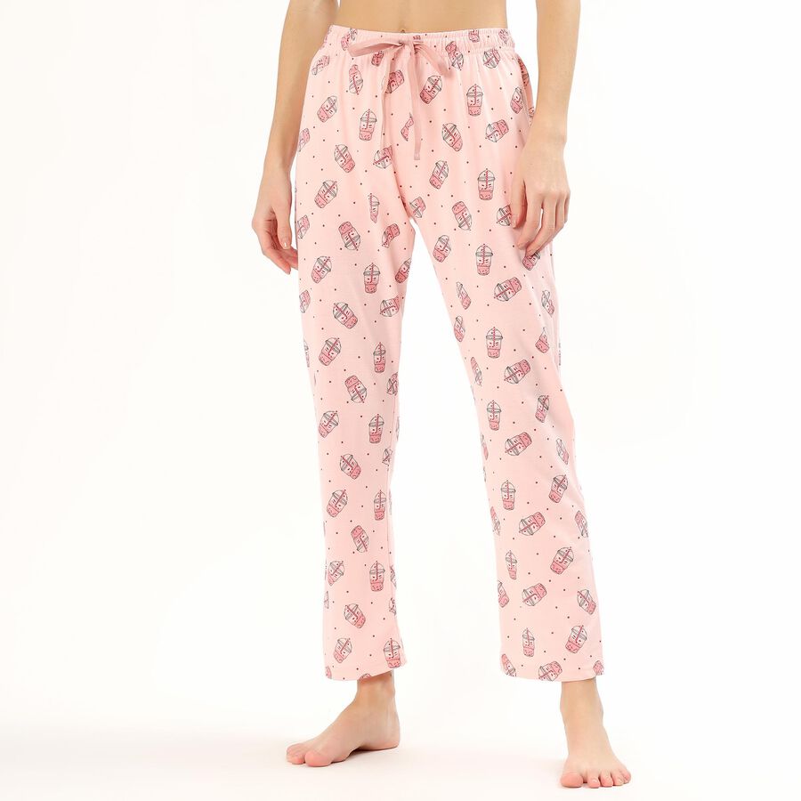 Women's Light Grey Relaxed Fit Cotton Blend Pyjama, हल्का गुलाबी, large