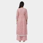 Women's Pink Round Neck Solid Kurta, Light Pink, small