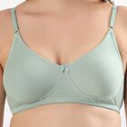 Women's Light Sage Green Cotton Wire-Free Full Coverage Bra, Light Green, small