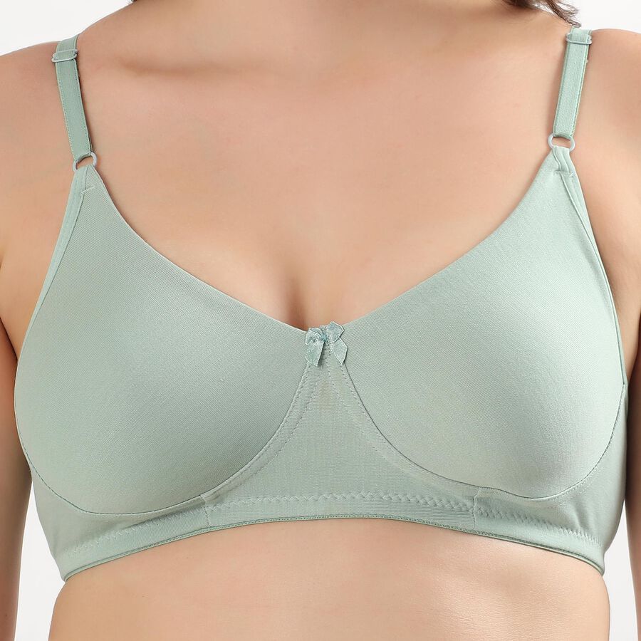 Women's Light Sage Green Cotton Wire-Free Full Coverage Bra, Light Green, large