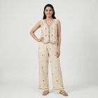 Women's Beige Embroidered Co-ord Set, Beige, small