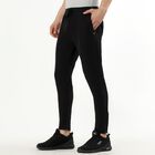 Men's Jet Black Tapered Fit Zippered Track Pants, काला, small image number null