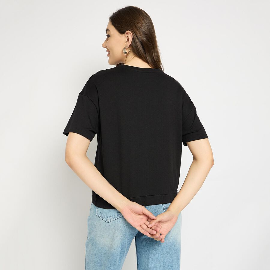 Ladies' 100% Cotton Crop  Top, काला, large image number null