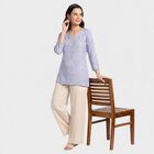 Women's Light Blue Notch Neck Floral Straight Kurti, Light Blue, small