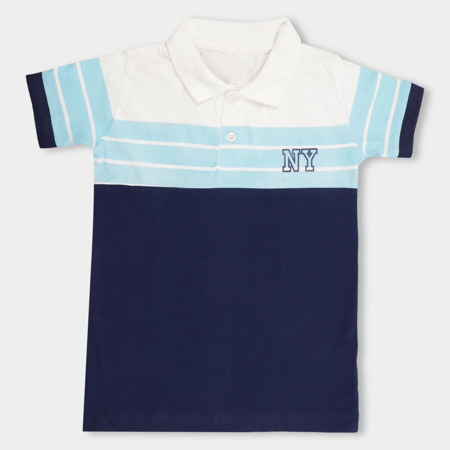 Boys' 100% Cotton Half Sleeves T-Shirt , नेवी ब्लू, large image number null